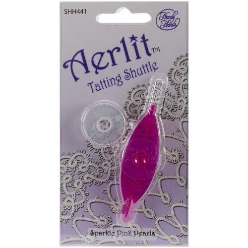 Handy Hands Aerlit Tatting Shuttle mit 2 Spulen, Funkelnde Pinke Perlen