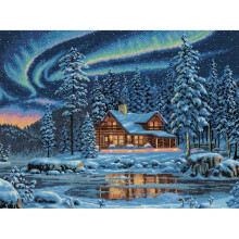 Dimensions/Gold Collection Counted Cross Stitch Kit 16"X12"-Aurora Cabin (16 Count)