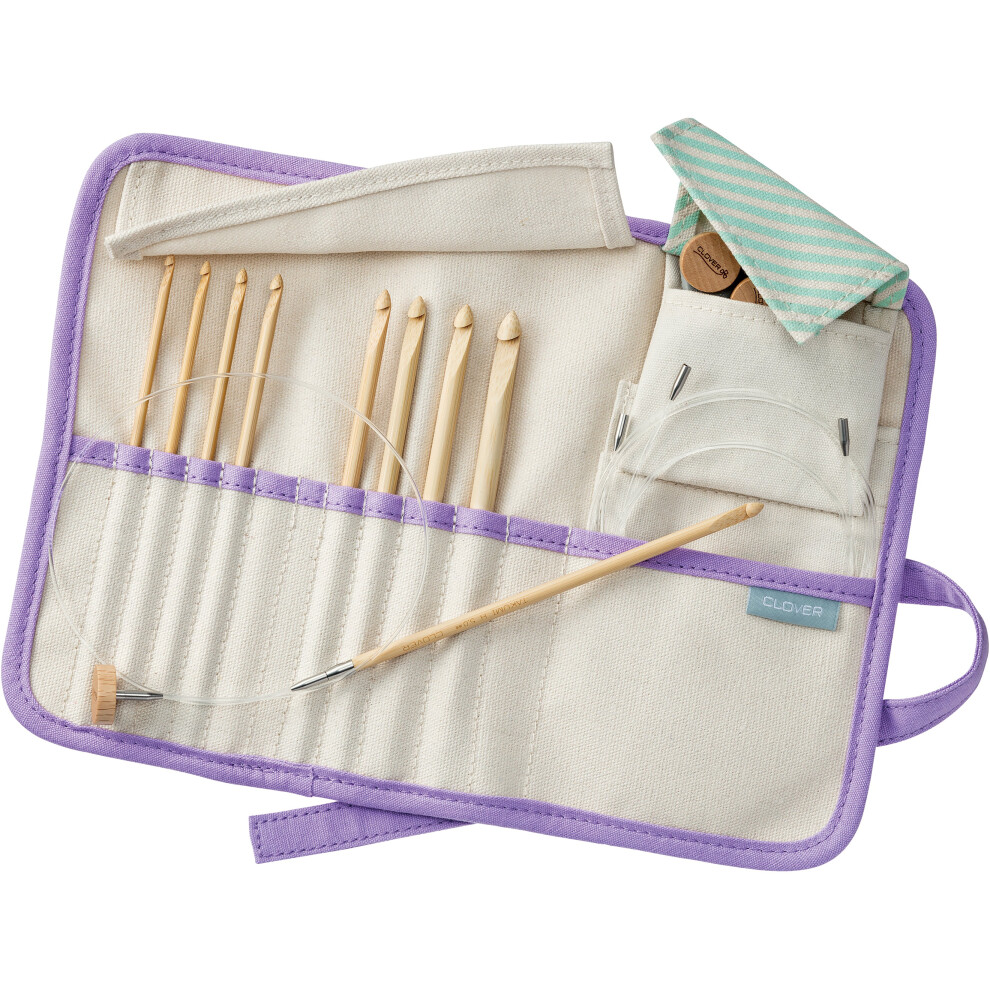 Clover Bamboo Interchangeable Tunisian Crochet Hook Set-Takumi