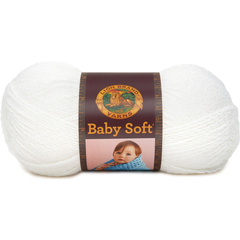 Lion Brand Baby Soft Yarn-White Pompadour