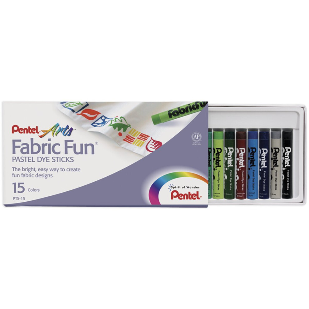 Pentel Fabric Fun Pastel Dye Sticks 15/Pkg-Assorted Colors