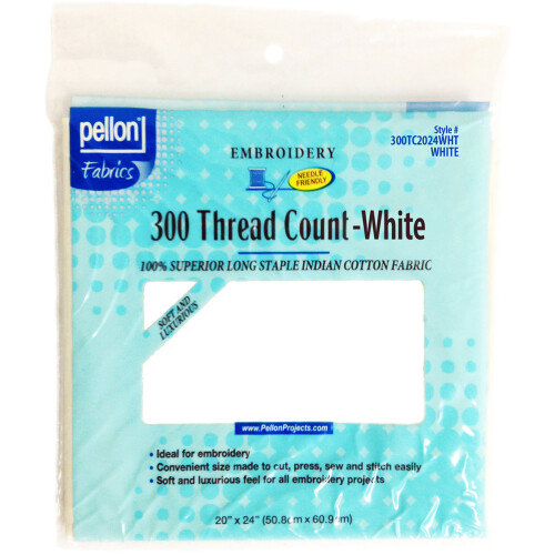 Pellon 300 Thread Count Cotton Fabric For Embroidery-White 20"X24"