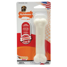 Nylabone Power Chew Flavored Durable Chew Toy for Dogs - Dog Toys for Aggressive Chewers - Indestructible Dog Bones for Medium Dogs - Chicken Flavor M