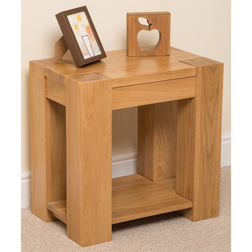 Modern Furniture Direct Kuba Chunky Solid Oak Lamp/ Side Table
