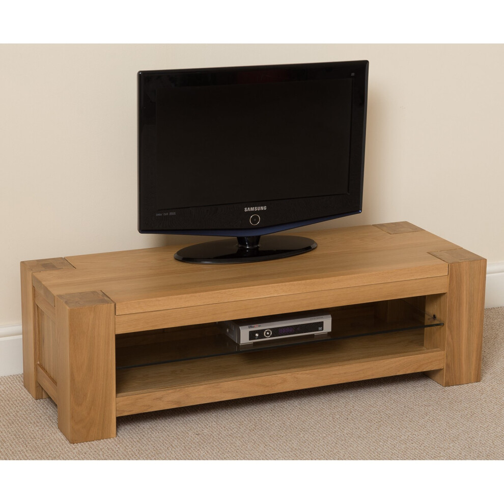 Modern Furniture Direct Kuba Chunky Solid Oak Widescreen Tv Unit Small