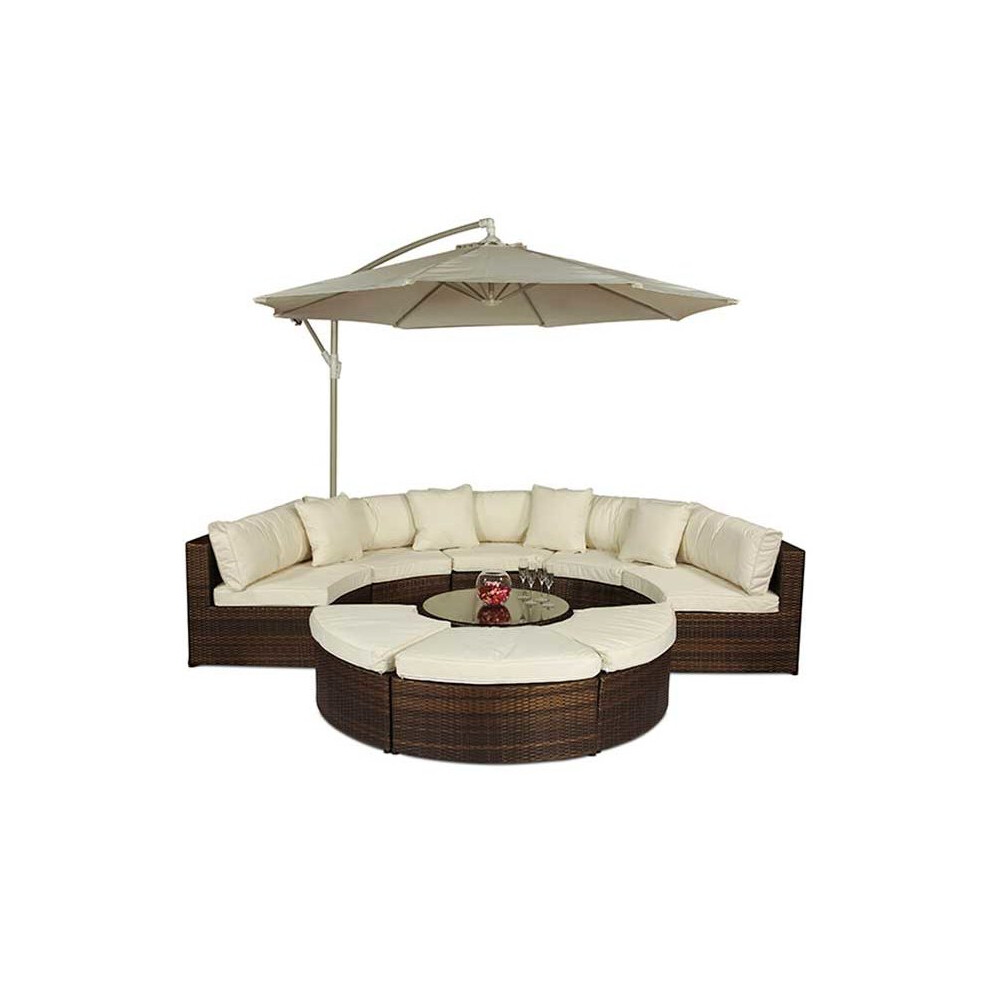 Monaco Rattan Large Semi Circle Sofa Garden Furniture Set