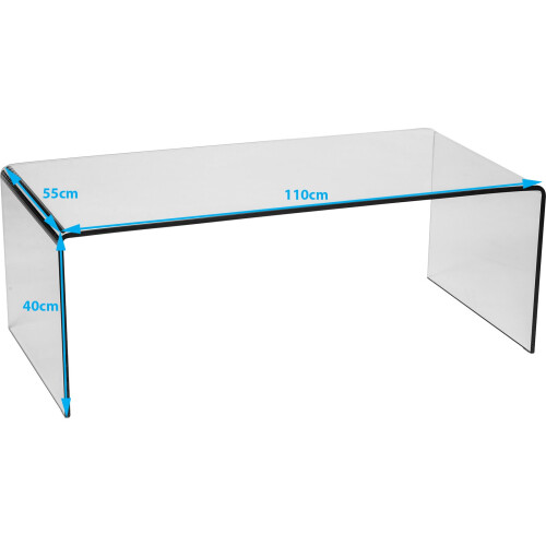 Nova Modern Stylish Curved Clear Tempered Glass Coffee Table 2