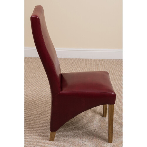 (Leather, Red) Lola Wave Back Dining Chair 2