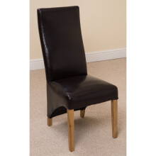 (Leather, Brown) Lola Wave Back Dining Chair
