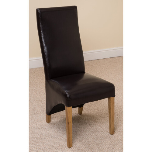 (Leather, Brown) Lola Wave Back Dining Chair