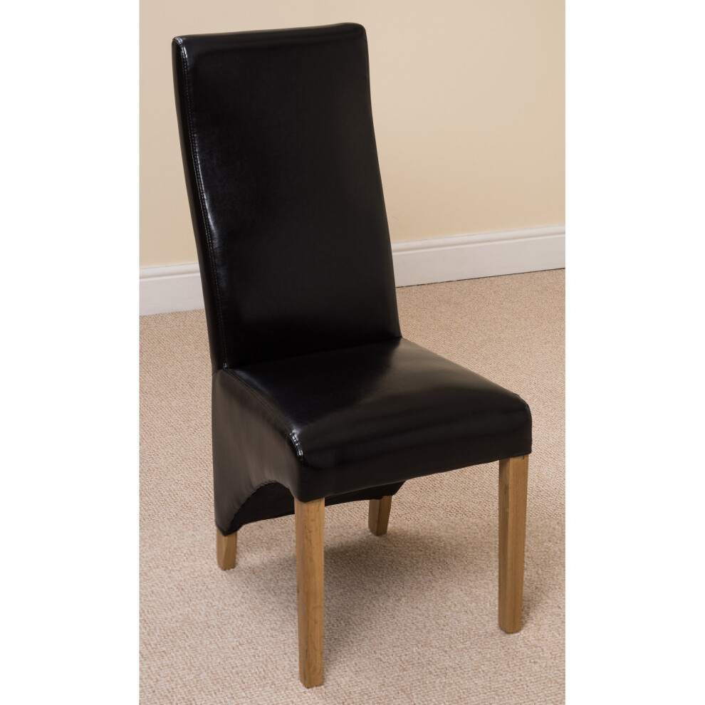 (Leather, Black) Lola Wave Back Dining Chair