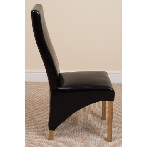 (Leather, Black) Lola Wave Back Dining Chair 2