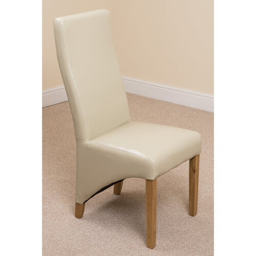 (Leather, Ivory) Lola Wave Back Dining Chair 1