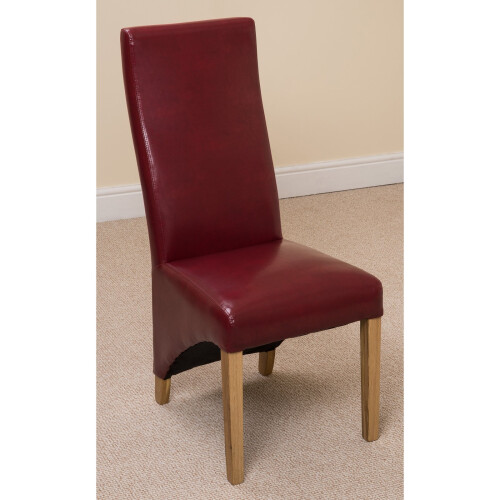(Leather, Red) Lola Wave Back Dining Chair