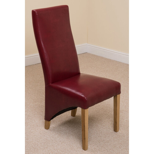 (Leather, Red) Lola Wave Back Dining Chair 1