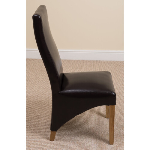 (Leather, Brown) Lola Wave Back Dining Chair 2