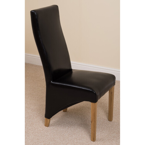 (Leather, Black) Lola Wave Back Dining Chair 1