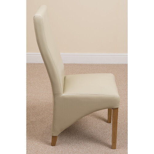 (Leather, Ivory) Lola Wave Back Dining Chair 2