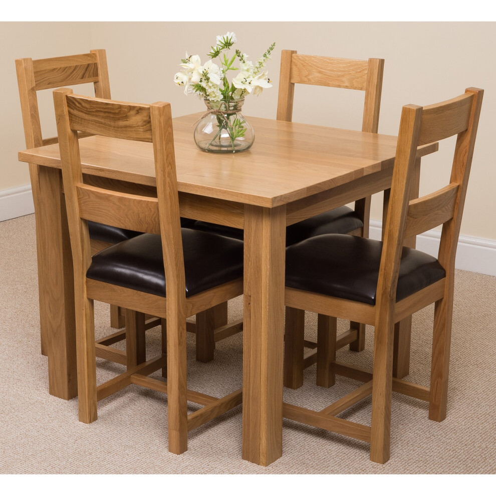 Modern Furniture Direct Oslo Solid Oak Square Dining Table With 4 Lincoln Chairs 90Cm