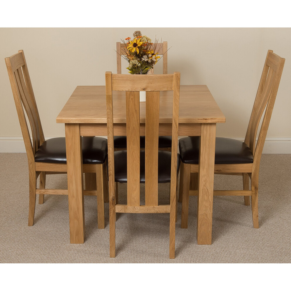 Modern Furniture Direct Oslo Solid Oak Square Dining Table With 4 Princeton Chairs 90Cm