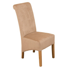 (Fabric, Beige) Montana Dining Chair | Scroll Back Dining Chair