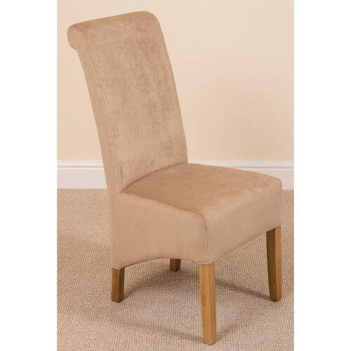 (Fabric, Beige) Montana Dining Chair | Scroll Back Dining Chair 1