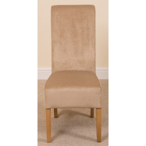 (Fabric, Beige) Montana Dining Chair | Scroll Back Dining Chair 2