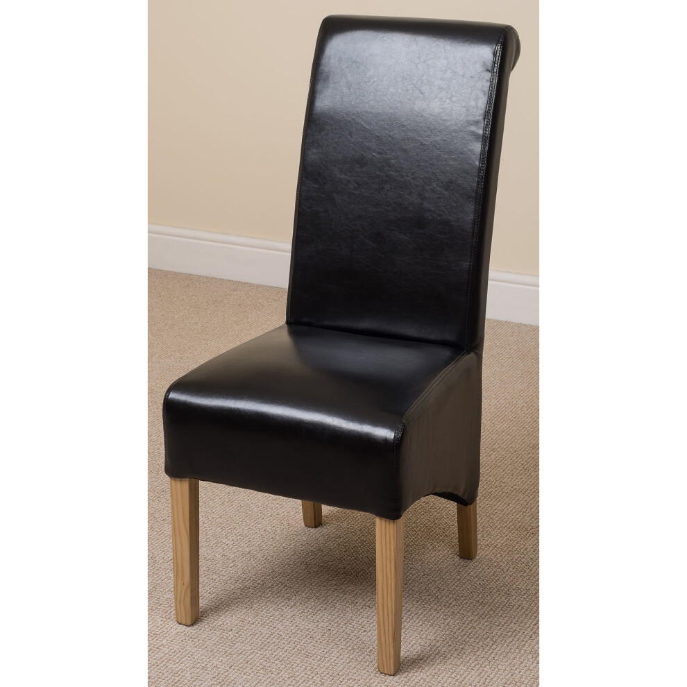 (Leather, Black) Montana Dining Chair | Scroll Back Dining Chair