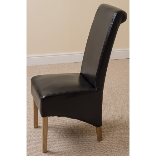 (Leather, Black) Montana Dining Chair | Scroll Back Dining Chair 1