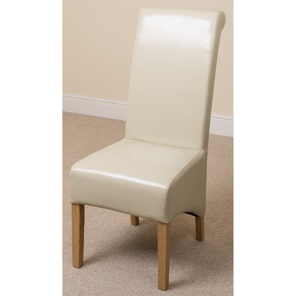 (Leather, Ivory) Montana Dining Chair | Scroll Back Dining Chair