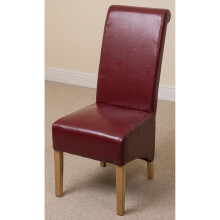 (Leather, Red) Montana Dining Chair | Scroll Back Dining Chair