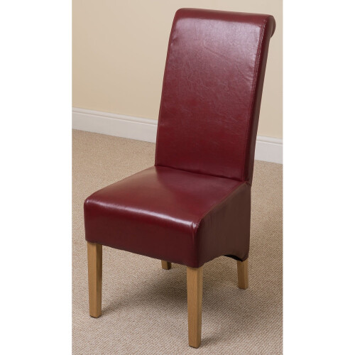 (Leather, Red) Montana Dining Chair | Scroll Back Dining Chair