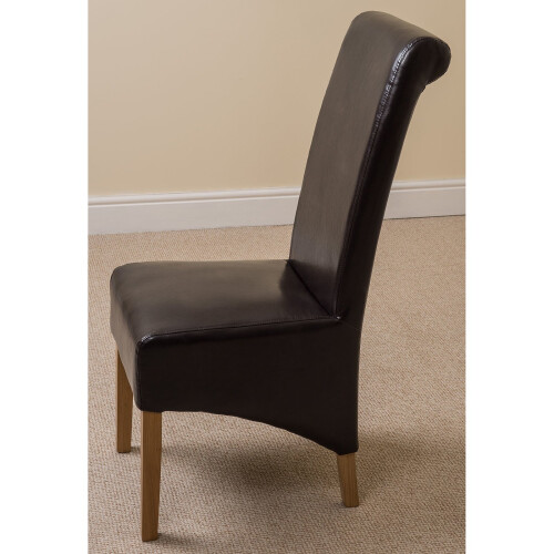 (Leather, Brown) Montana Dining Chair | Scroll Back Dining Chair 1