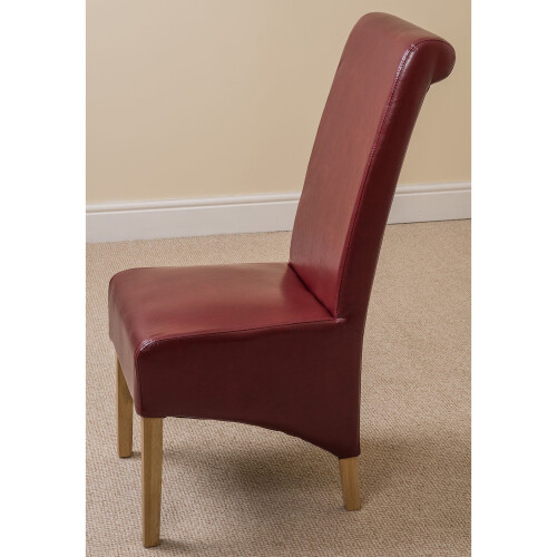 (Leather, Red) Montana Dining Chair | Scroll Back Dining Chair 1