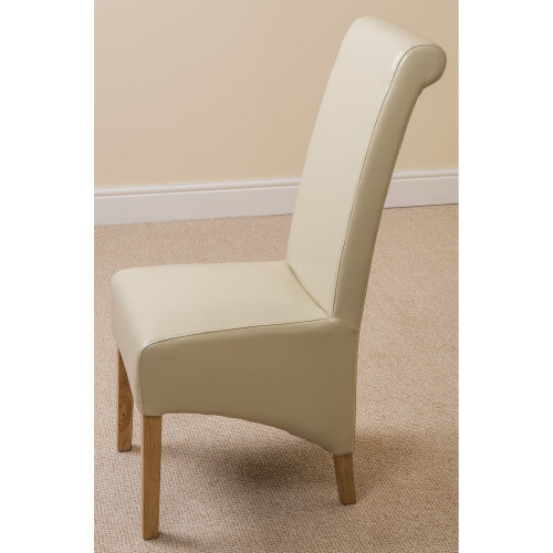(Leather, Ivory) Montana Dining Chair | Scroll Back Dining Chair 1