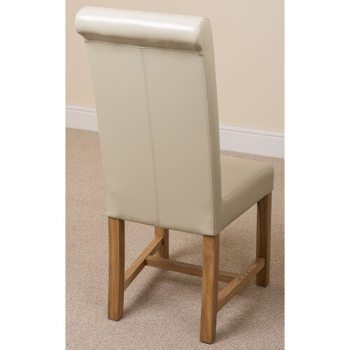 (Leather, Ivory) Washington Braced Oak Dining Chair 2