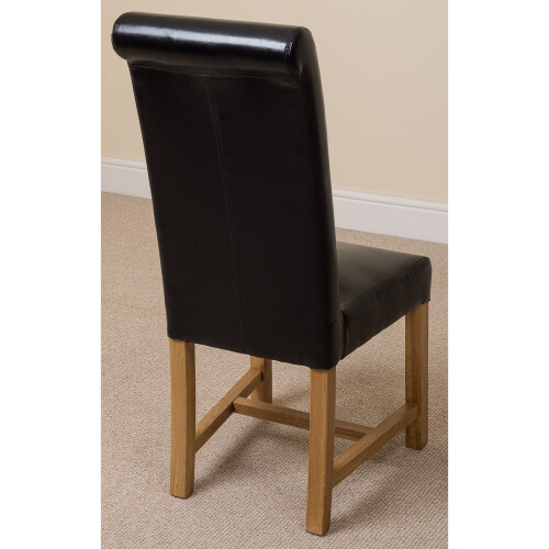 (Leather, Black) Washington Braced Oak Dining Chair 2