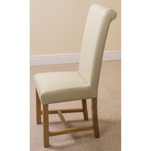 (Leather, Ivory) Washington Braced Oak Dining Chair 1