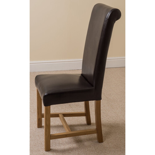 (Leather, Brown) Washington Braced Oak Dining Chair 1