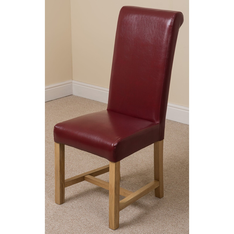 (Leather, Red) Washington Braced Oak Dining Chair