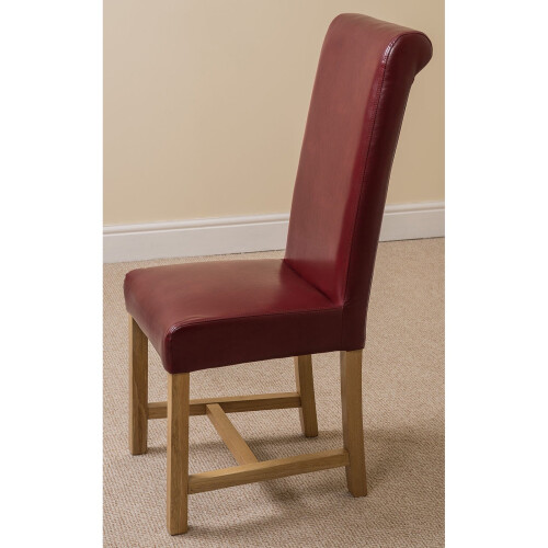 (Leather, Red) Washington Braced Oak Dining Chair 1