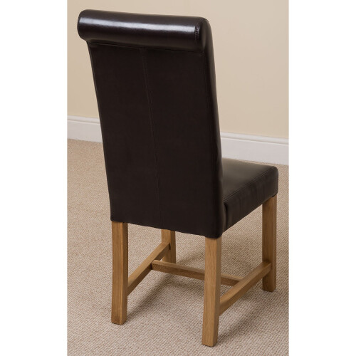 (Leather, Brown) Washington Braced Oak Dining Chair 2