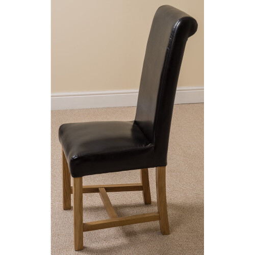 (Leather, Black) Washington Braced Oak Dining Chair 1
