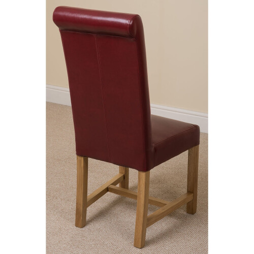 (Leather, Red) Washington Braced Oak Dining Chair 2