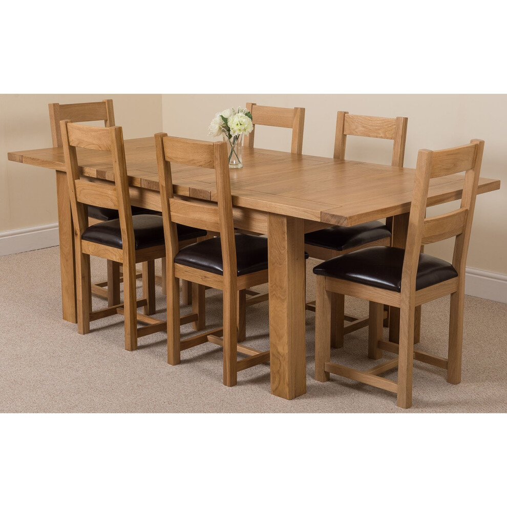 Modern Furniture Direct (6) Seattle Solid Oak 150Cm Extending Dining Table With Lincoln Dining Chairs Size 6