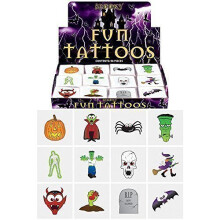48 x Spooky Halloween Vampire Pumpkin Bats Kids Pretend Transfers Tattoos