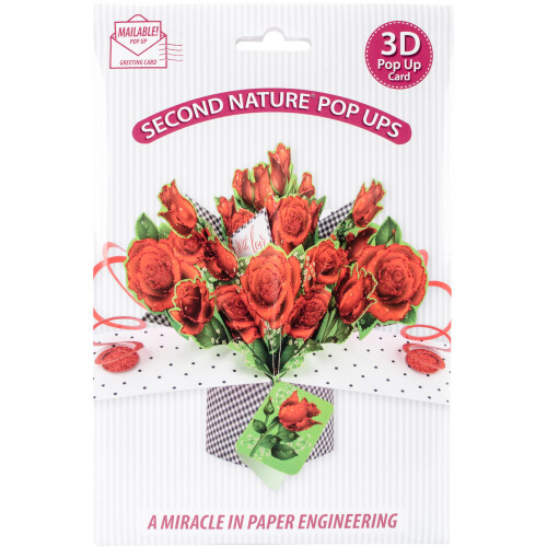 Second Nature Pop-Up 3D Greeting Card-With Love Rose Bouquet
