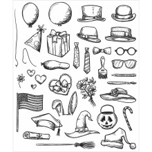 Tim Holtz Cling Stamps 7""X8.5""-Crazy Things
