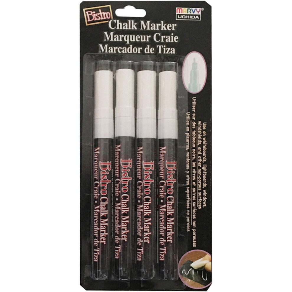 Bistro krijtmarker fijne punt set 4/verpakking-wit