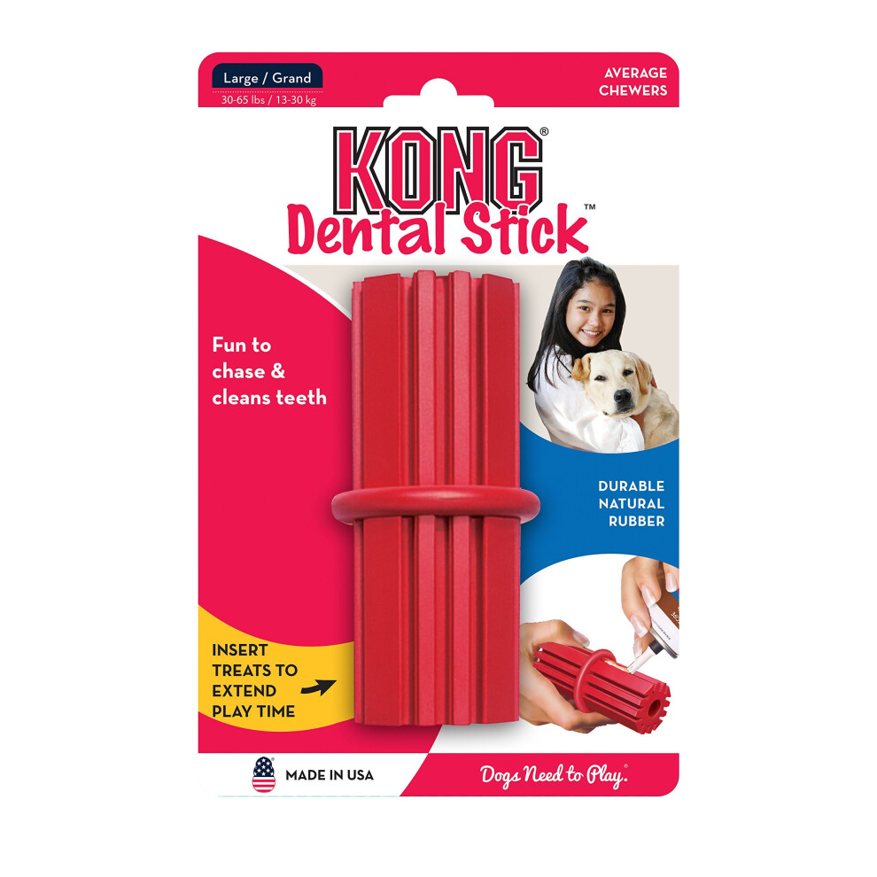 KONG Dental Stick Dog Toy, Large, Red